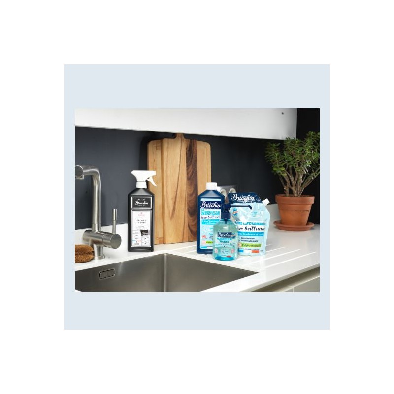 Briochin Liquide vaisselle & mains au savon noir & à l'algue marine - La  recharge de 500ml : : Epicerie